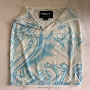 Miaou Urban Outfitters Dragon Cross Tattoo Mesh Mini Skirt Blue White